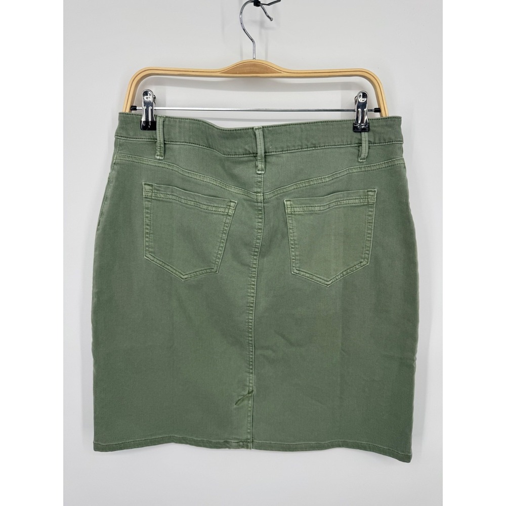 NWT J.Jill Denim Utility Skirt Women's 12 Light Willow Zip-Fly Mid Rise Pockets - Picture 2 of 14